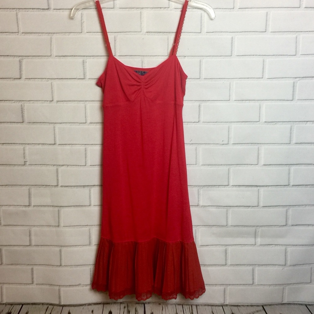 FREE PEOPLE FESTIVAL  DRESS W/ PLEATS || RED || Sm